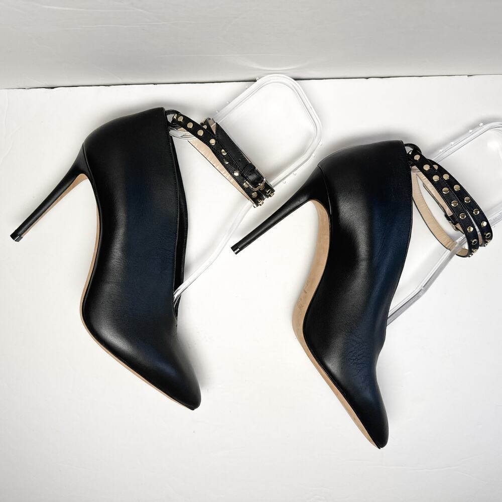 Jimmy Choo Lark 100 Studded Black Bootie Leather Heels Size 39.5 - Picture 9 of 15